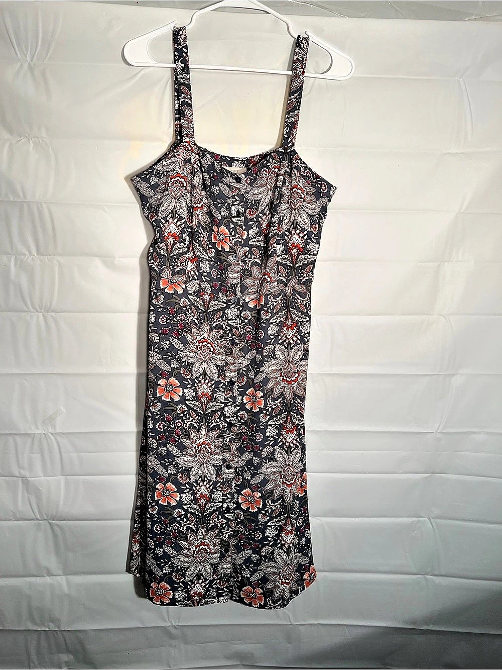 LOFT Outlet Floral Midi Dress Size 10 Button Front Sleeveless Boho Paisley